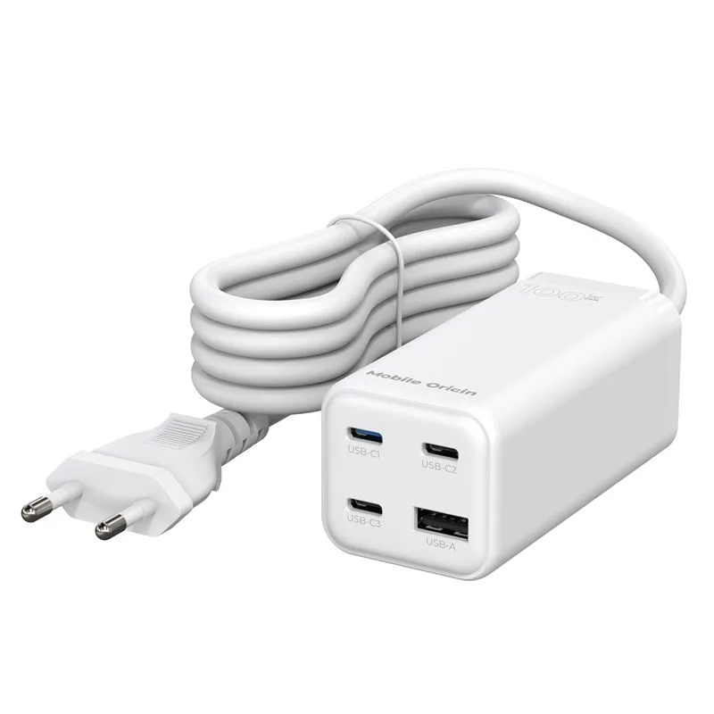 Incarcator retea Mobile Origin MultiHub GaN, 100W, 3A, 3xUSB-C, 1xUSB-A, Alb
