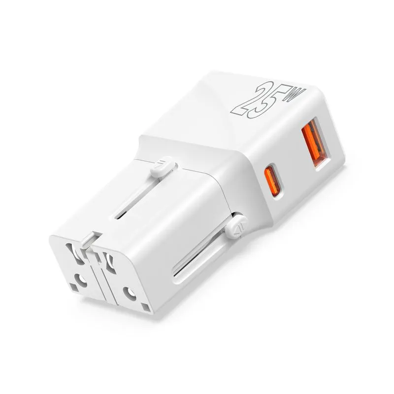 Incarcator retea tip adaptor Mobile Origin Travel, EU/US/UK/AU, 25W, USB/USB-C, Alb