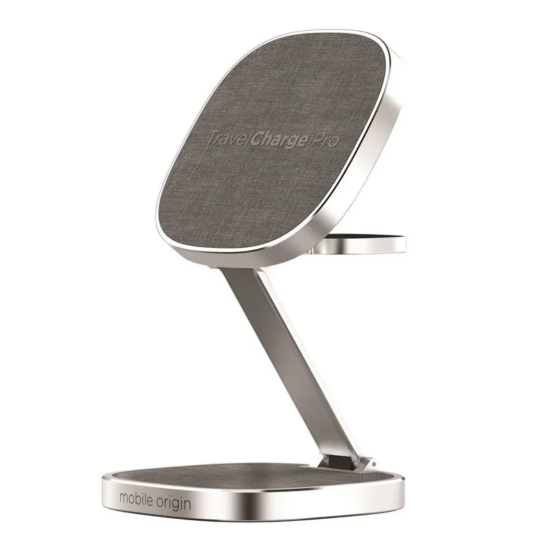 Incarcator Wireless 3 in 1 Mobile Origin TravelCharge PRO, Compatibil MagSafe, 15W, Cablu USB-C inclus, Argintiu