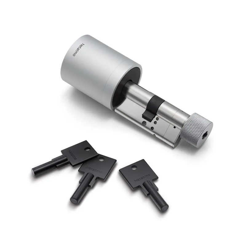 Incuietoare smart Netatmo Doorlock, Control aplicatie, Compatibila Apple HomeKit, Argintiu