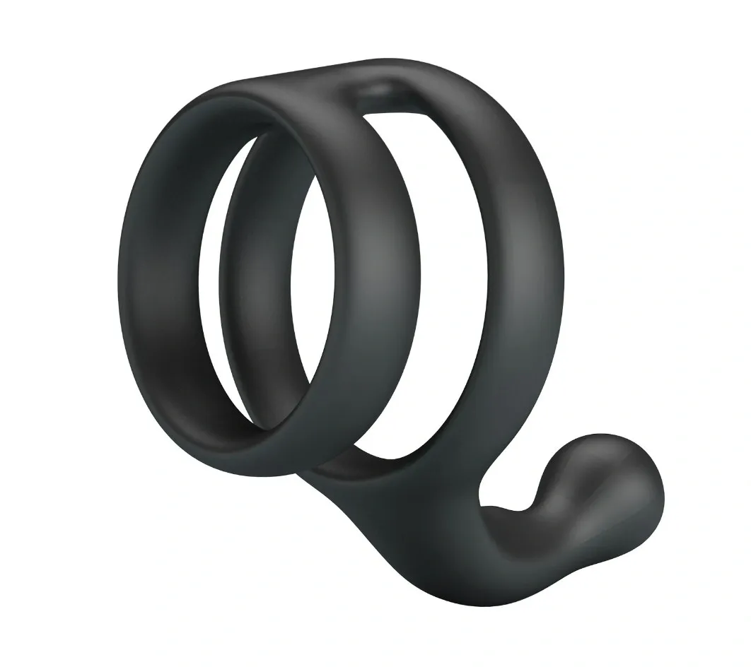 Inel Dublu de Penis cu Stimulare Anal Yancy, Silicon, Negru