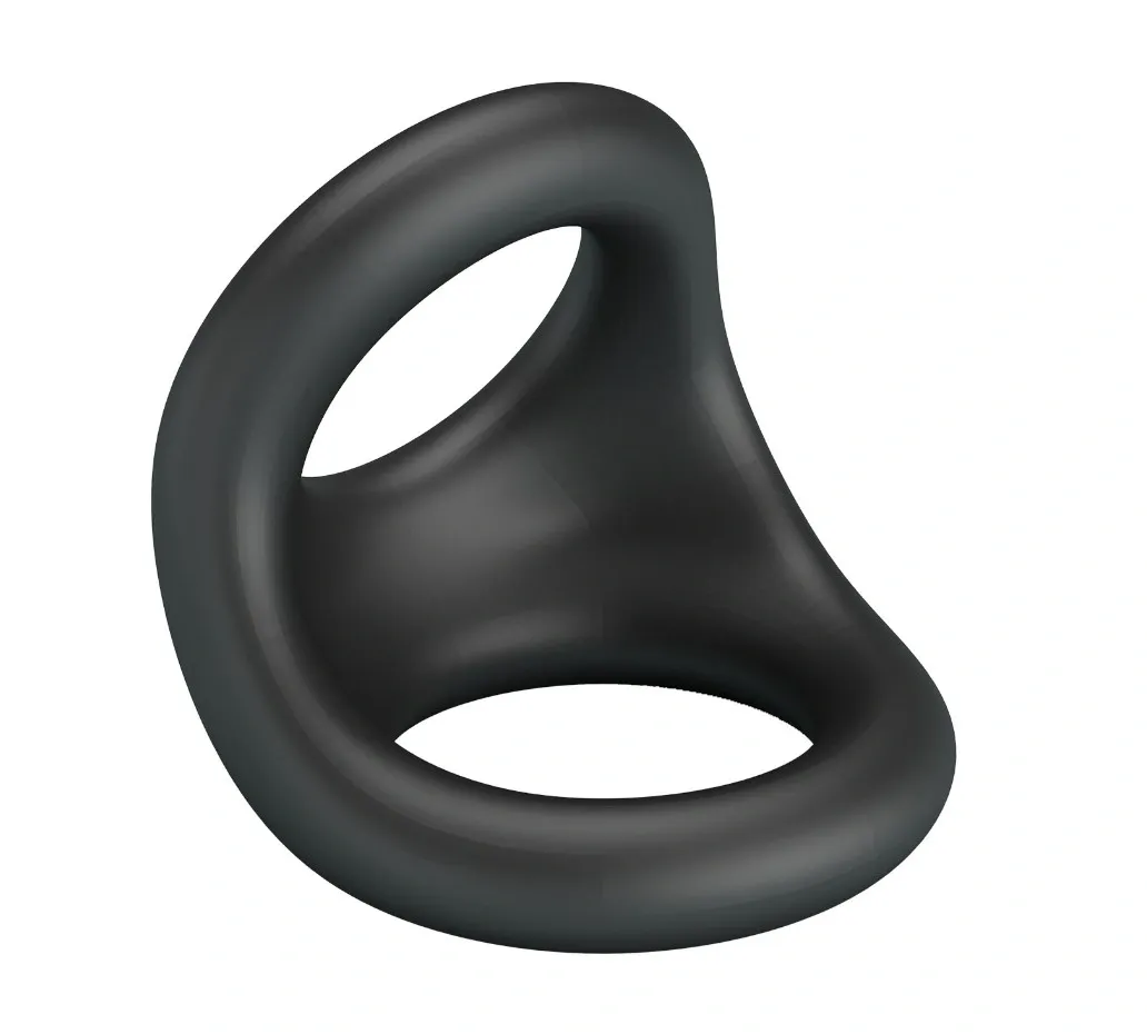 Inel Dublu de Penis Nestor, Silicon, Negru