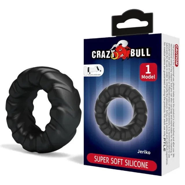 Inel pentru penis CRAZY BULL Jeriko, cu design ergonomic, din silicon, rezistent la apă, diametru intern 27 mm (model 1)