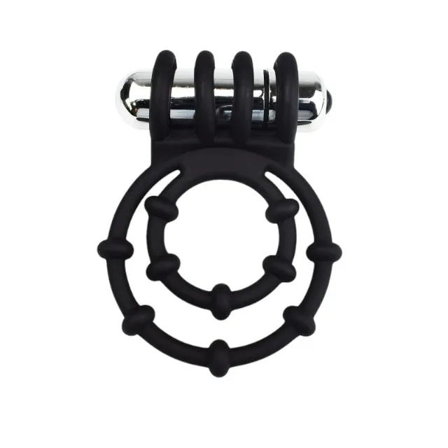 Inel vibrator RevRings - Double Vibrating Cock Ring, pentru imbunatatirea performatelor sexuale, Negru