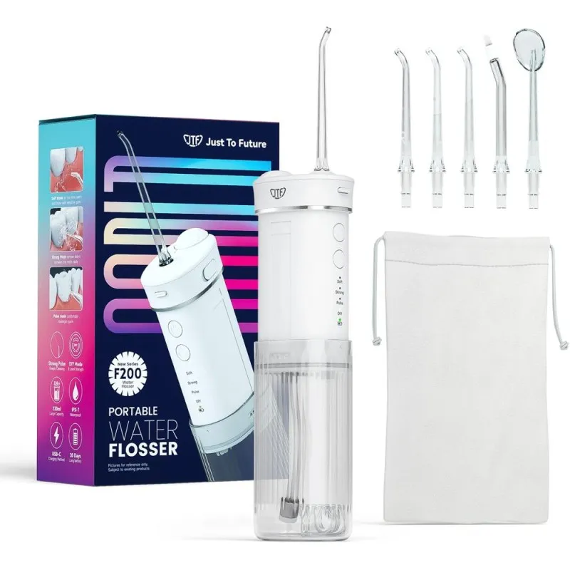 Irigator Bucal JTF F200, 5 Duze, Cablu Reincarcare, Cutie, cu Lampa UV, Alb