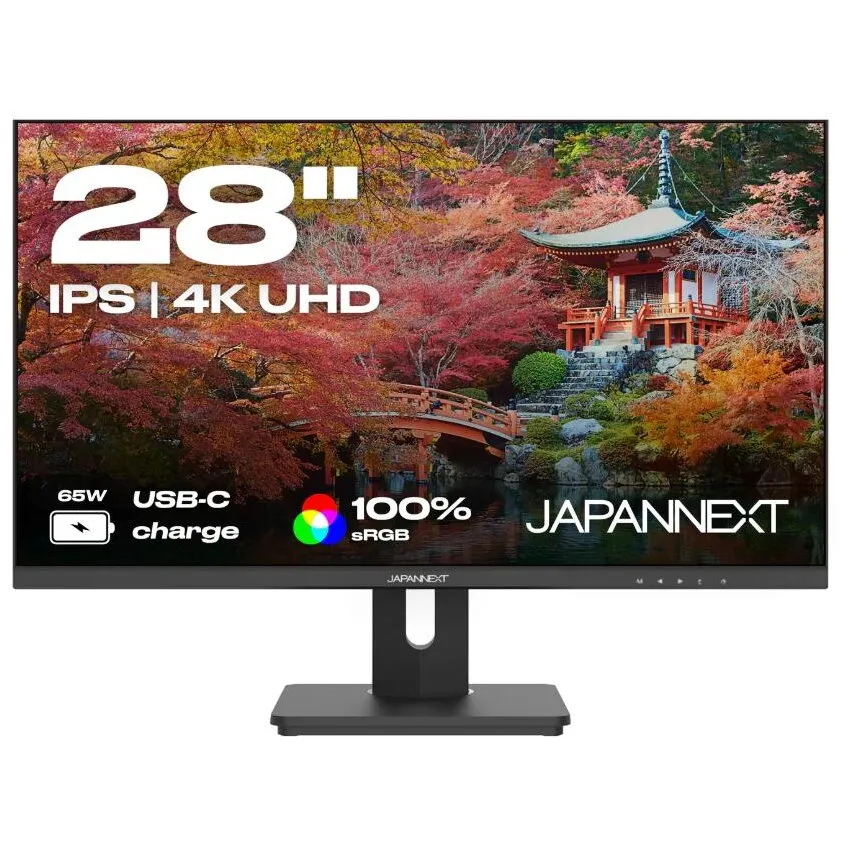 JAPANNEXT Monitor IPS LED JAPANNEXT 28 JN-IPS282UHDR-C65W, UHD (3840 x 2160), HDMI, DisplayPort, Boxe, Pivot, Negru