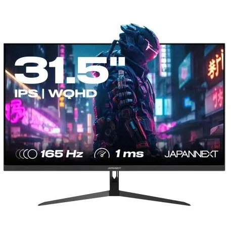 JAPANNEXT Monitor Japannext 31, 5 inch, IPS QHD (2560 x 1440) 165Hz, 1ms, HDR, 1xDP, 2xHDMI, Jack, USB, VESA, AMD Freesync, Flicker Free