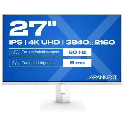 JAPANNEXT Monitor PS LED JAPANNEXT, 27, JN-IPS270UHD60F-C65W-HSP-W, UHD 3840 x 2160, HDMI, DisplayPort, Boxe Alb