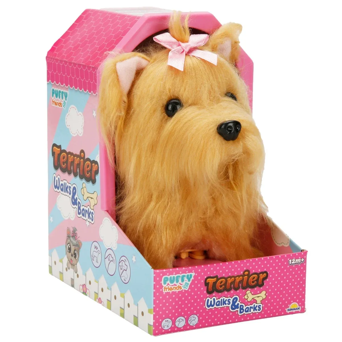 Jucarie de plus interactiva, catelus Terrier, Puffy Friends