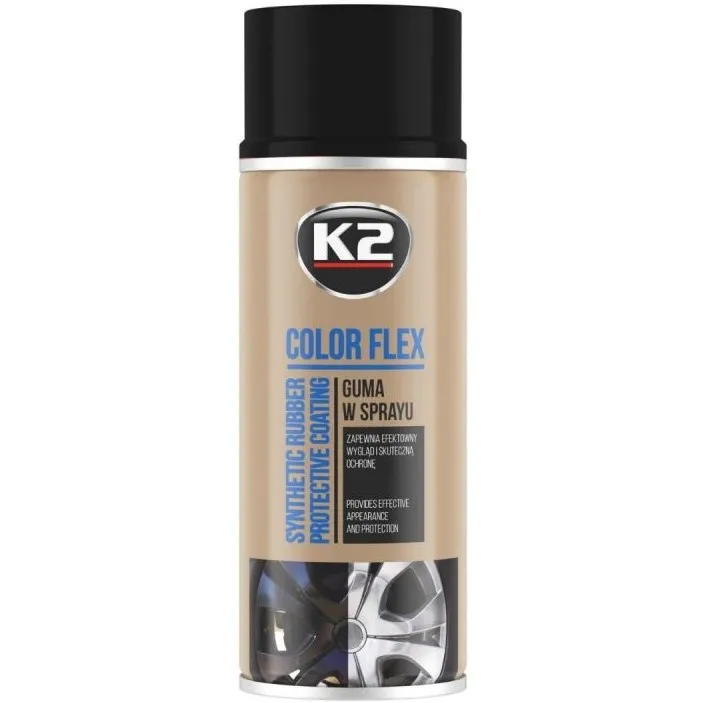 K2 Spray Vopsea Cauciucata Color Flex Negru Lucios 400ML L343CP