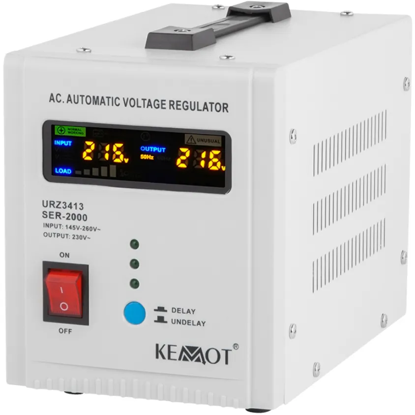 Kemot Stabilizator tensiune automat Kemot URZ3413, afisaj LED, Randament 98%, 2000VA, Alb