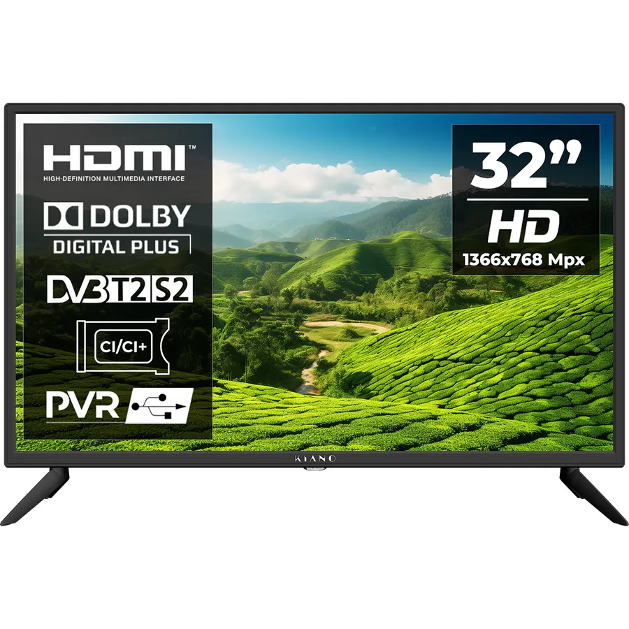 Kiano Televizor LED Kiano Slim TV,  32, 81 cm, HD Ready, 3xHDMI , clasa E, Negru