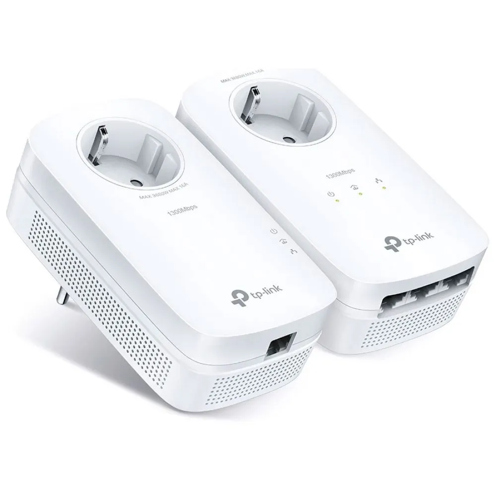 Kit adaptor powerline Tp-Link TL-PA8033P KIT, 3 porturi, 1300 Mbps, 300 m, priza AC, MU-MIMO