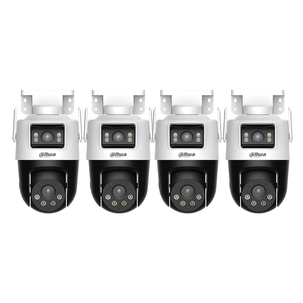 Kit camera supraveghere duala rotativa IP Dome WiFi PT Dahua P5D-5F-PV-0280B, 5 MP + 5 MP, 2.8 mm + 6 mm, IR 30 / 50 m, lumina alba 20 / 40 m, microfon, difuzor, slot card, 4 bucati