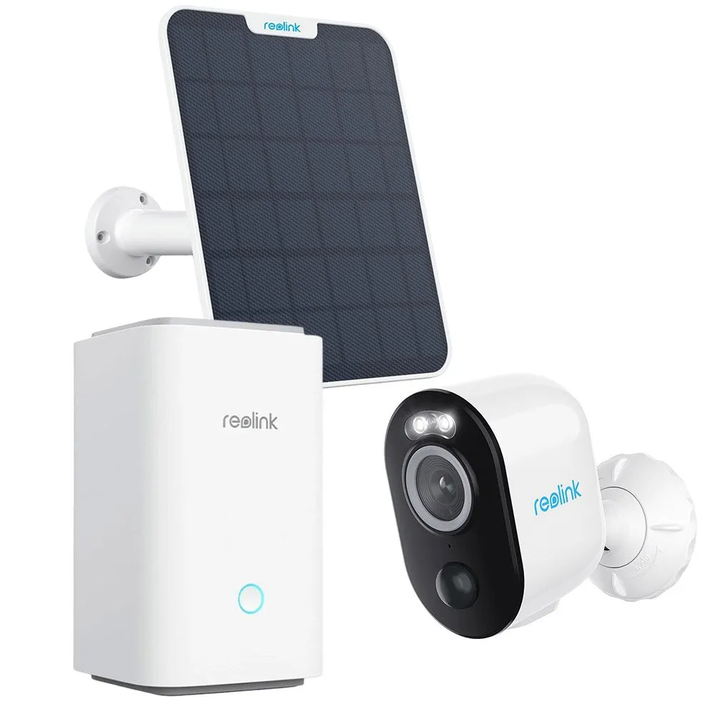 Kit camere supraveghere wireless WiFi cu panou solar si hub Reolink Argus 3 Pro HUBXB330, 4 MP, IR 10 m, color noaptea 10 m, PIR, sirena, 6000mAh, slot card, microfon, detectie oameni/vehicule, HUB inclus