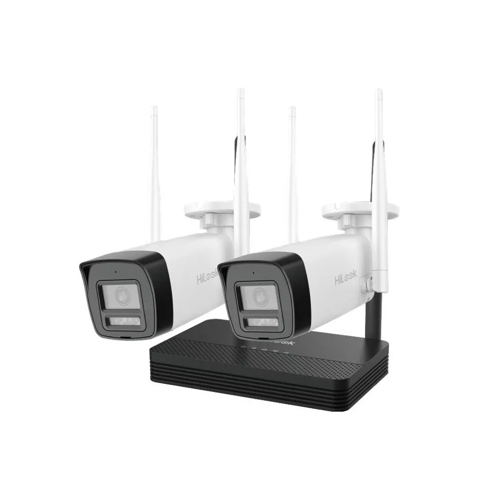 Kit supraveghere exterior WiFi HikVision Easy-Link HiLook IKS-2042BH-PH/W, 2MP, 2.8 mm, IR 30, microfon, difuzor, detectie miscare, slot card