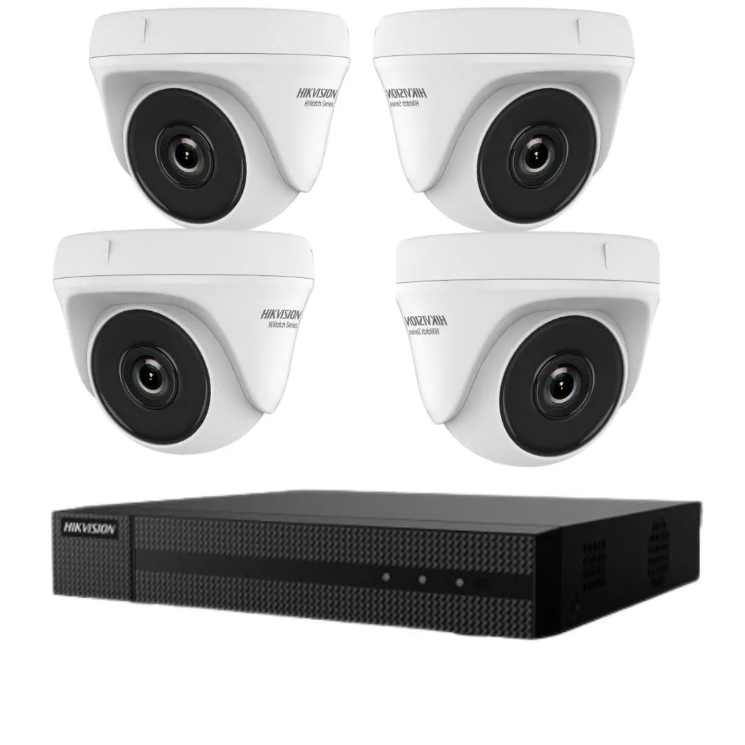 Kit supraveghere Hikvision seria HiWatch 4 camere 2 Megapixeli Infrarosu 20M DVR 4 canale 2MP