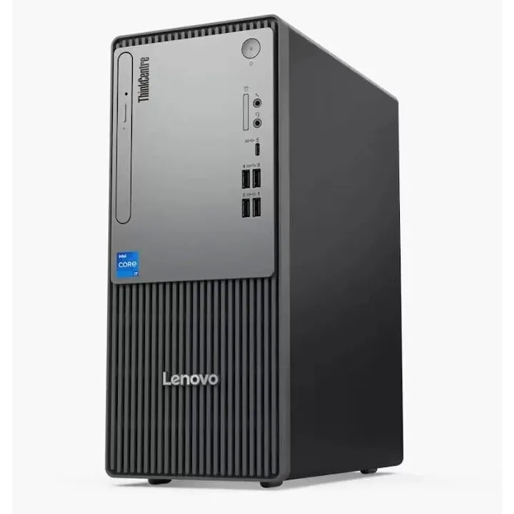 Lenovo Desktop PC Lenovo ThinkCentre neo 50t, Procesor Intel® Core™ i3 i3-14100, 8 GB DDR5-SDRAM, 256 GB SSD, Windows 11 Pro, Negru-gri