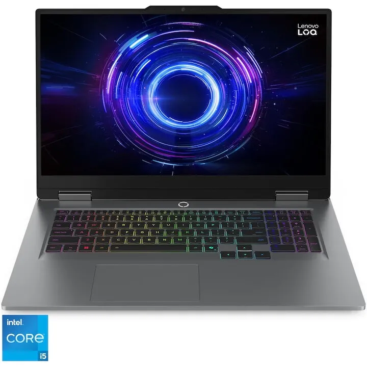 Lenovo Laptop Gaming Lenovo LOQ 17IRX10, procesor Intel® Core i5-13450HX pana la 4.6GHz, 17.3 inch, Full HD, IPS, 165Hz, 16GB DDR5 RAM, 1TB SSD, NVIDIA® GeForce RTX™ 5050 8GB GDDR7, No OS, Gri
