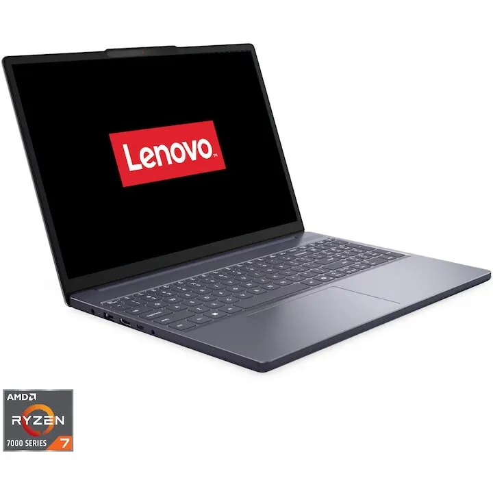 Lenovo Laptop Lenovo IdeaPad Slim 3 15ARP10, procesor AMD Ryzen™ 7 7735HS pana la 4.75GHz, 15.3 inch, WUXGA, IPS, 16GB DDR5 RAM, 512GB SSD, AMD Radeon™ 680M Graphics, No OS, Gri