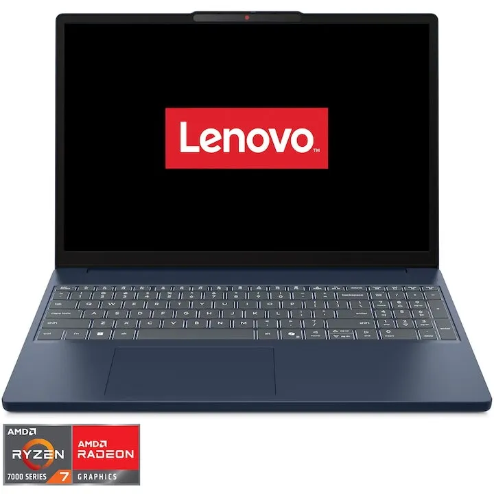 Lenovo Laptop Lenovo IdeaPad Slim 3 15ARP10, procesor AMD Ryzen™ 7 7735HS pana la 4.75GHz, 15.3 inch, WUXGA, IPS, 16GB DDR5 RAM, 1TB SSD, AMD Radeon™ 680M Graphics, No OS, Albastru inchis