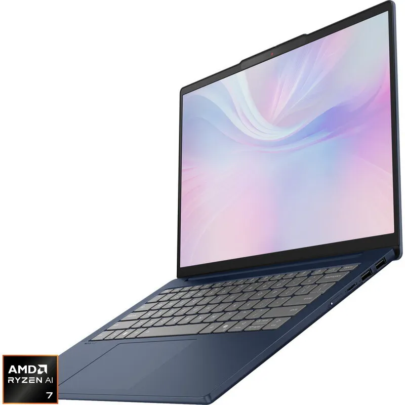Lenovo Laptop Lenovo IdeaPad Slim 5 14AKP10, procesor AMD Ryzen™ AI 7 350, 14 inch, WUXGA, OLED, 32GB DDR5 RAM, 1TB SSD, AMD Radeon™ 860M Graphics, No OS, Albastru inchis (INT Keyboard)