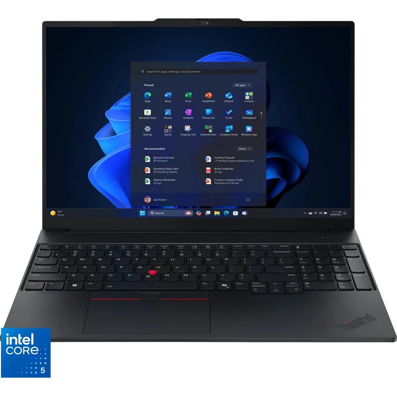 Lenovo Laptop LENOVO ThinkPad E16 G3, Intel Core 5 210H, 16 inch WUXGA, 16GB RAM DDR5, 512GB SSD,  Intel Graphics, Windows 11 Pro, Negru (INT Keyboard)