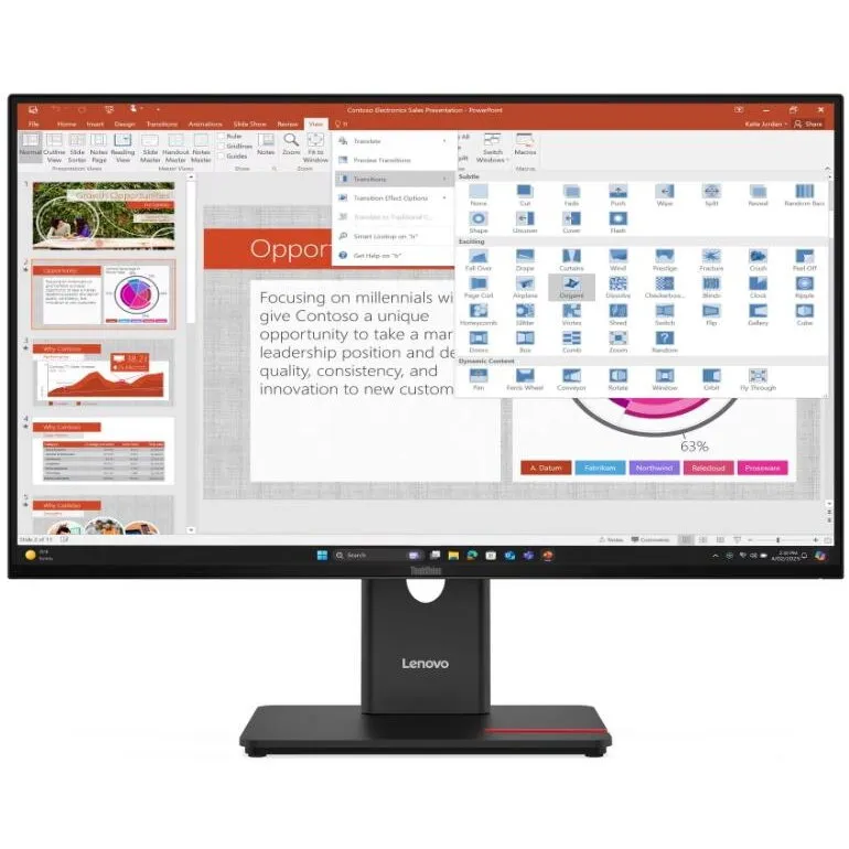 Lenovo Monitor IPS LED Lenovo ThinkVision T27-40, 27 inch, Full HD 1920 x 1080, VGA, HDMI, DisplayPort, Pivot, 120 Hz, 4 ms, Negru