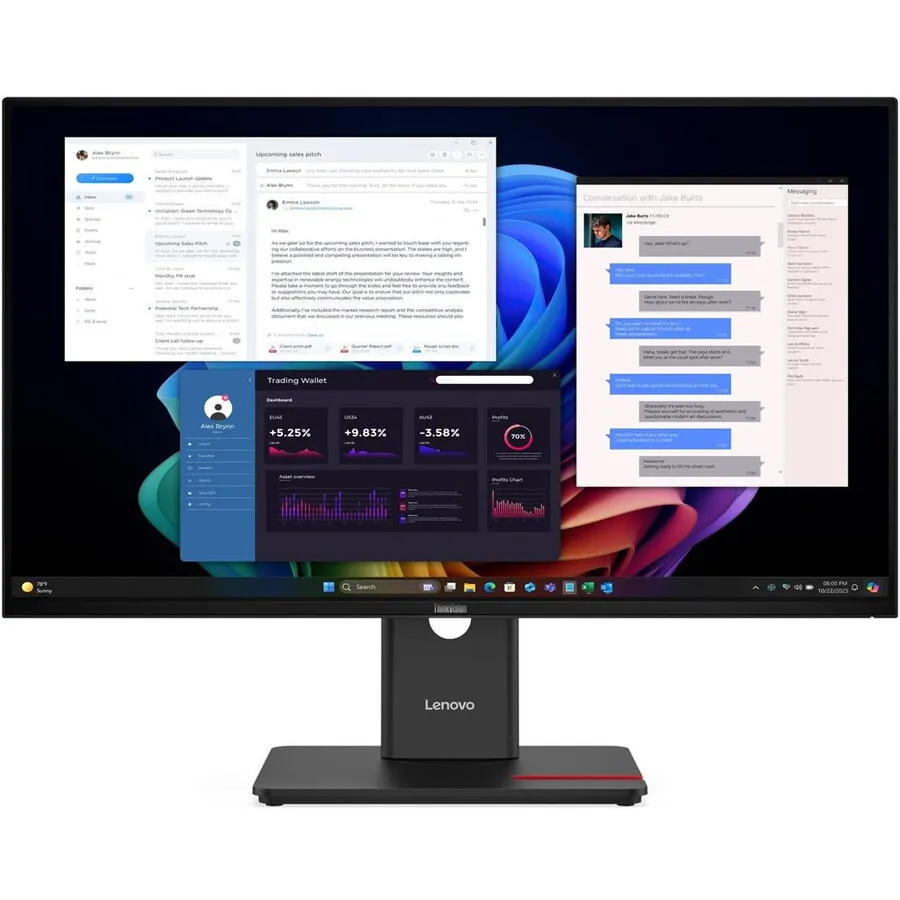 Lenovo Monitor Lenovo ThinkVision T27UD-40, 27 inch, 4K UHD 3840x2160, IPS, 60 Hz, 6ms, Negru
