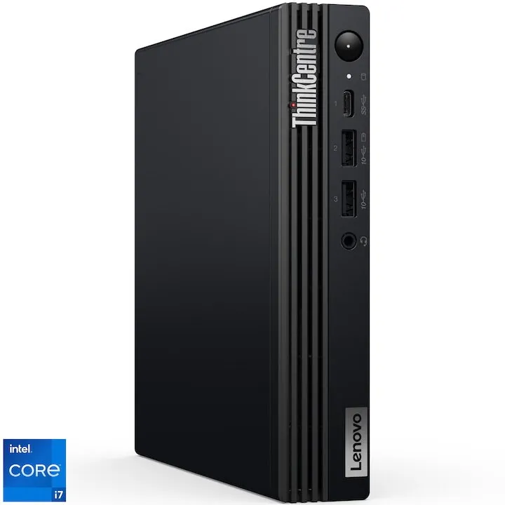 Lenovo Sistem Desktop PC LENOVO ThinkCentre M70q Gen5, Procesor Intel Core i7-14700T, 16GB DDR5, 512GB SSD M.2 2280 PCIe, Intel UHD Graphics 730, Fara sistem de operare, Negru