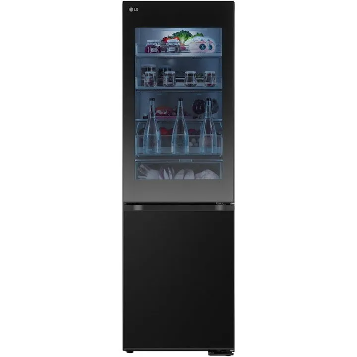 LG Combina frigorifica LG GBG5160CEV, 349 l, No Frost, Insta View, Compresor Smart Inverter, Wi-Fi, Door Cooling+, Clasa C, H 186 cm, Negru