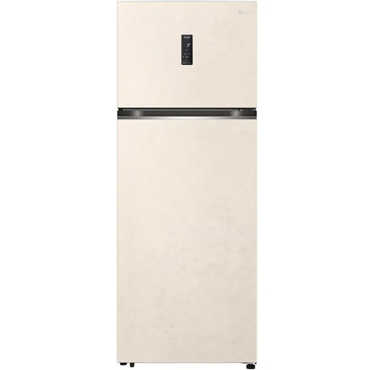 LG Frigider cu doua usi LG GTBV44SEBKD, 461 l, No Frost, Linear Cooling, Display, Compresor Inverter, WiFi, Iluminare LED, H 185 cm, Clasa E, Bej