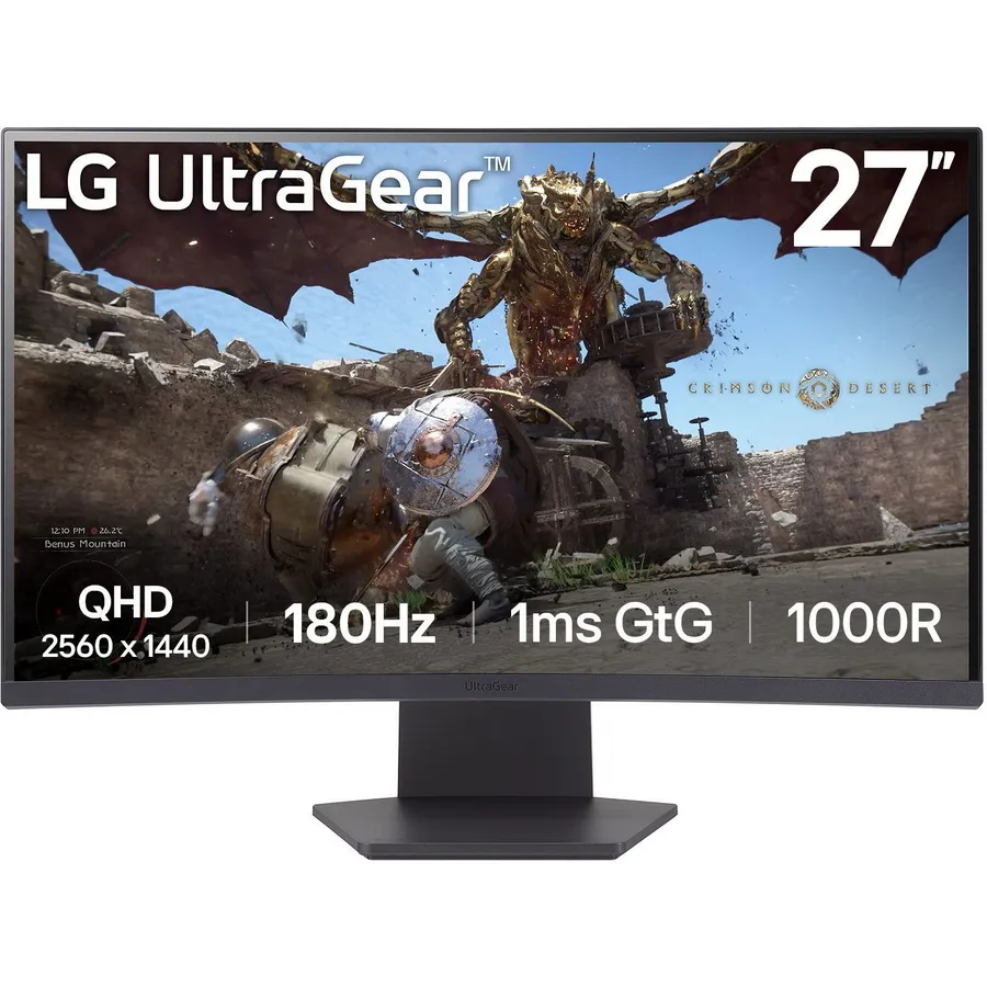 LG Monitor LED Gaming LG UltraGear 27GS60QC-B 27 inch QHD VA 1ms 180Hz Black