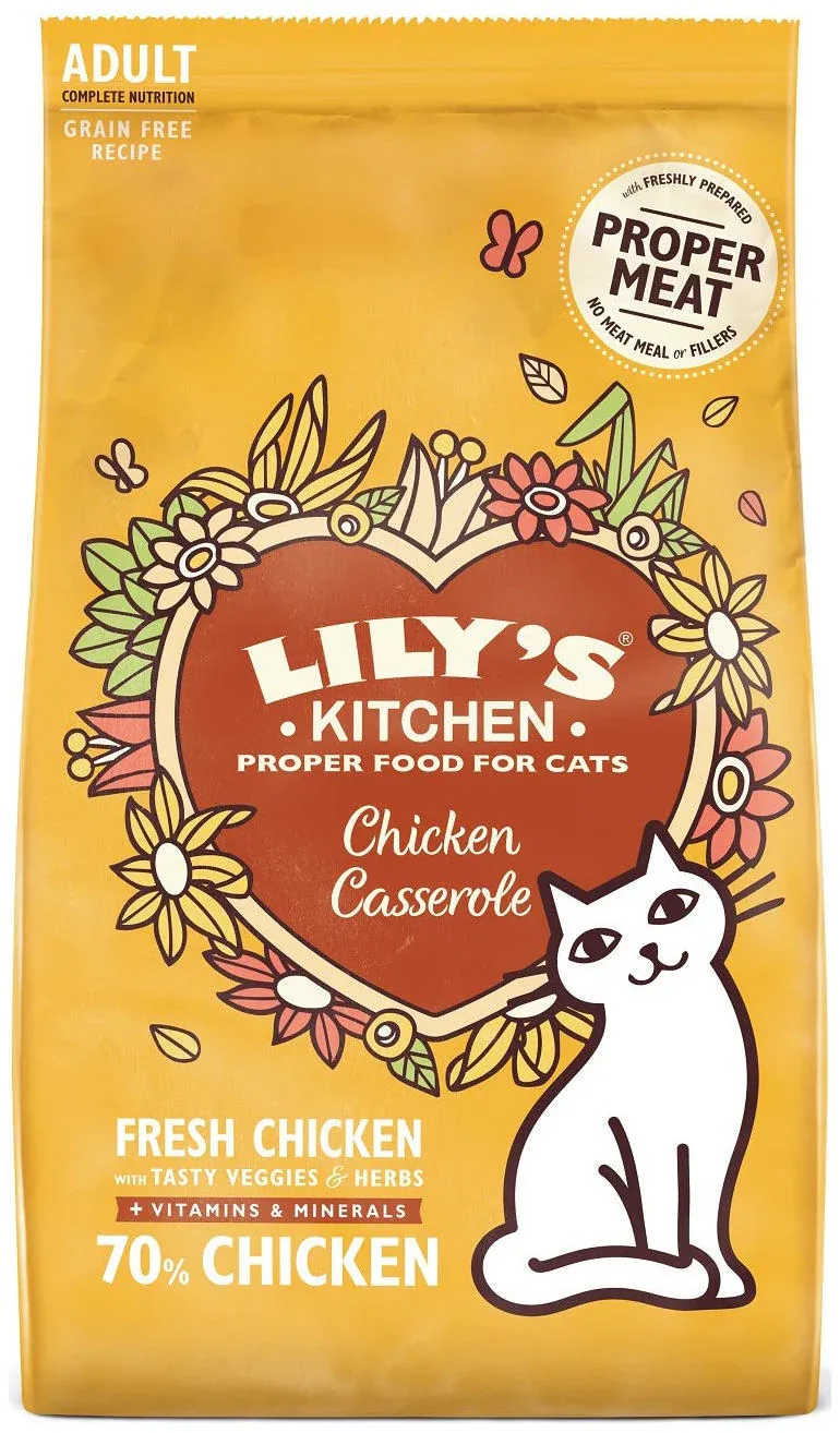 LILY'S KITCHEN Answered my purrs, hrană uscată pentru pisici, cu Pui şi legume