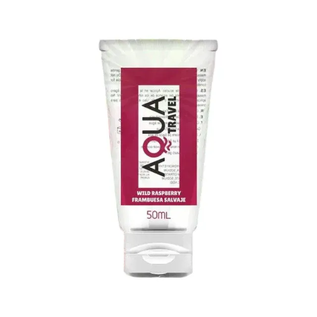 Lubrifiant cu aromă AQUA TRAVEL Wild Raspberry, pe bază de apă, cu gust delicios de zmeură sălbatică, 50 ml