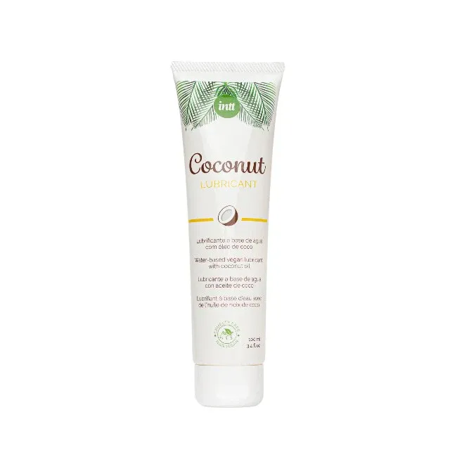 Lubrifiant cu aromă INTT Coconut Vegan, pe bază de apă, compatibil cu prezervative, aromă de cocos, 100 ml