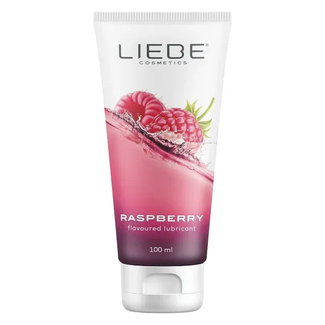 Lubrifiant cu aromă LIEBE Raspberry, pe bază de apă, compatibil cu prezervative, aromă de zmeură, 100 ml