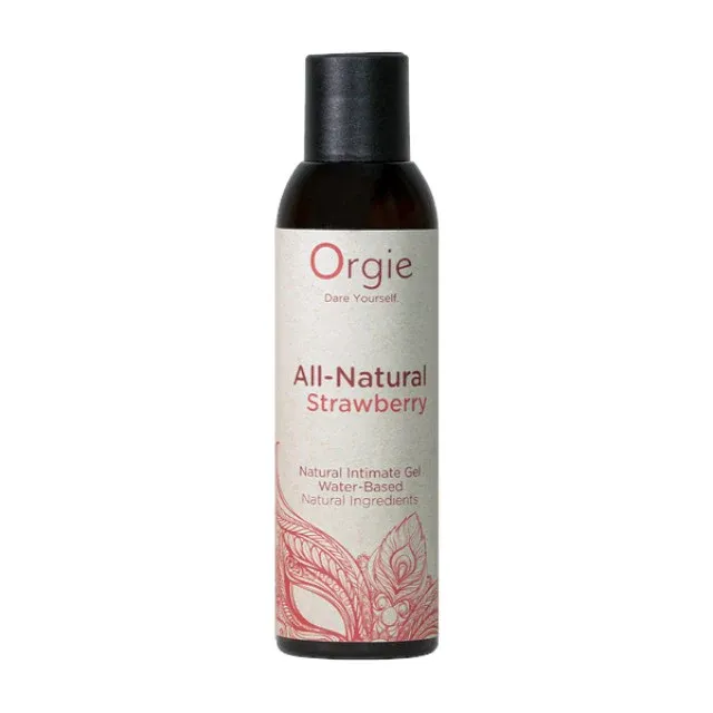 Lubrifiant cu aromă ORGIE All-Natural Strawberry, pe bază de apă, formulă naturală, aromă de căpșuni, 150 ml