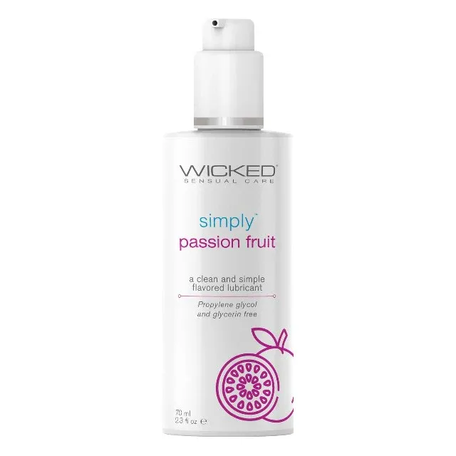 Lubrifiant cu aromă WICKED Simply Passion Fruit, formulă inovatoare pe bază de apă, aromă de fructul pasiunii, 70 ml