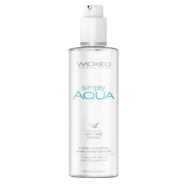 Lubrifiant pe bază de apă WICKED Simply Aqua, formulă inovatoare cu extract de frunză de măslin, 120 ml