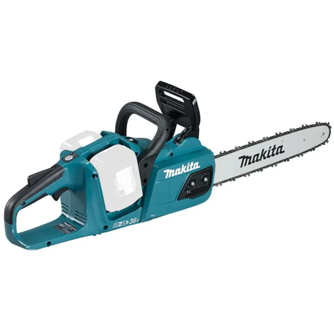 Makita Drujba (fierastrau electric) cu lant pe acumulator Makita DUC355Z,2 X 18 V,lungime lama 35 cm,viteza lant 20 m/s,pas lant 3/8,canelura lant 1.1 mm,fara incarcator si acumulator in setul de livrare