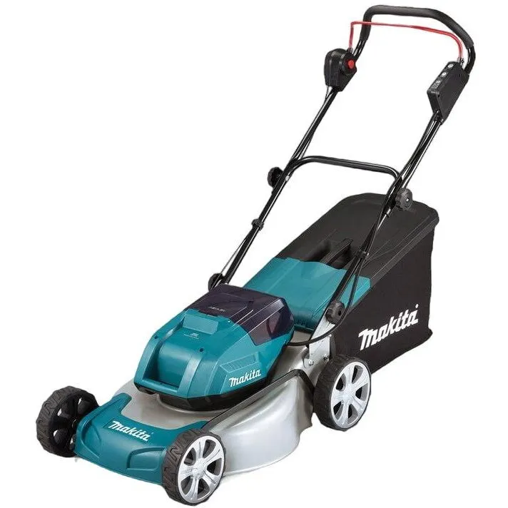 Makita Masina electrica tuns gazonul profesionala Makita DLM460Z, 18 V, 5 Ah, 46 cm latime lucru, 60 l sac colector, fara acumulator