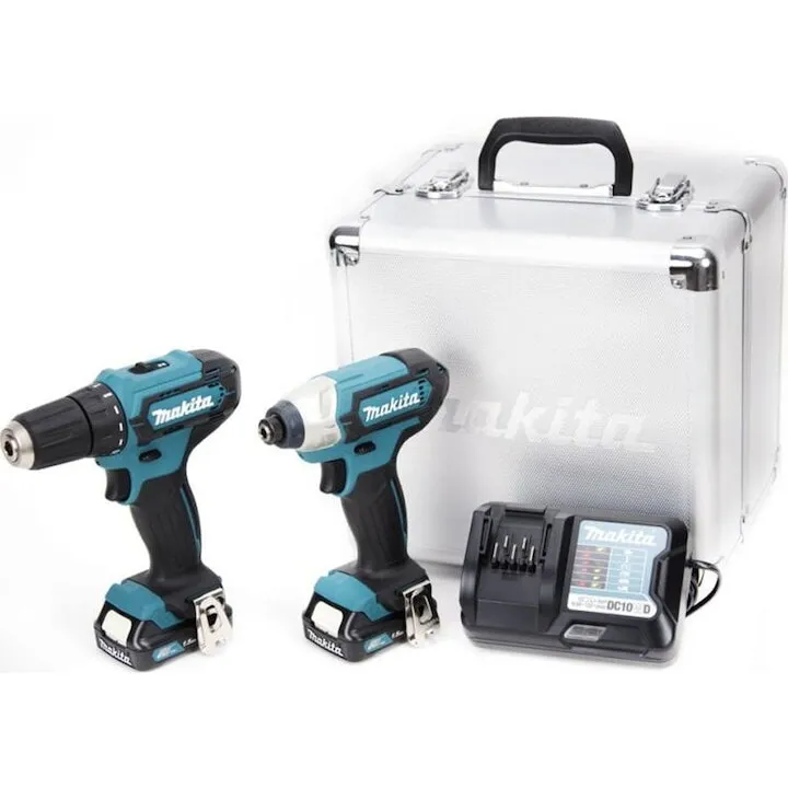 Makita Set de scule Makita CLX224X Masina de gaurit si insurubat 30 Nm, masina de insurubat cu impact, 110 Nm, 2 acumulatori Li-Ion 1.5 Ah, 12 V, incarcator, valiza aluminiu