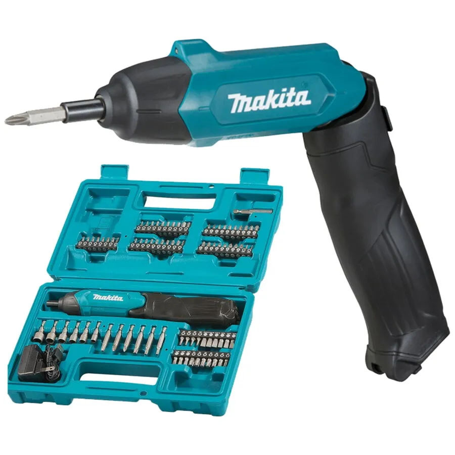 Makita Surubelnita pe acumulator Makita DF001DW, 220 RPM, 3.6 V, 1.5 Ah Li-Ion + set 81 de accesorii, Negru-Albastru