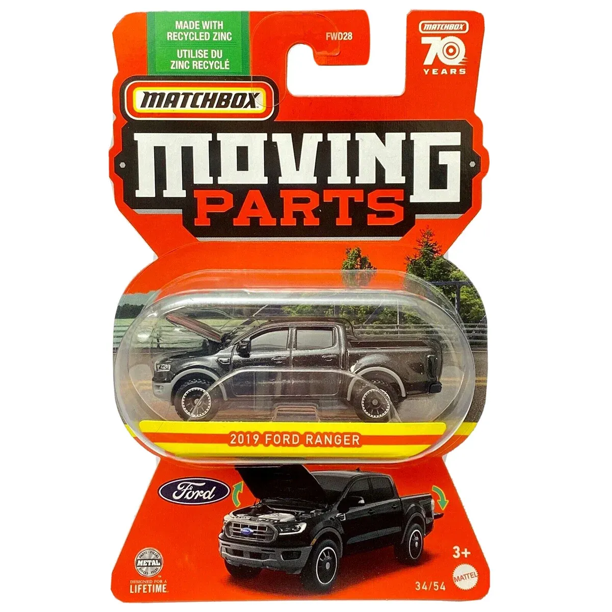 Masinuta Matchbox, Moving Parts, 2019 Ford Ranger, 1:64, HLG19