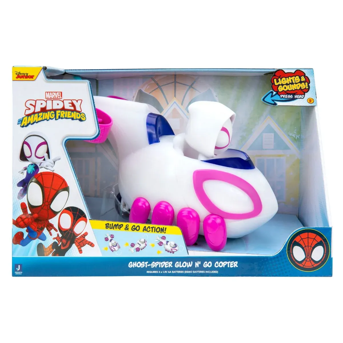 Masinuta Spidey Amazing Friends, Light Show Ghost Spider