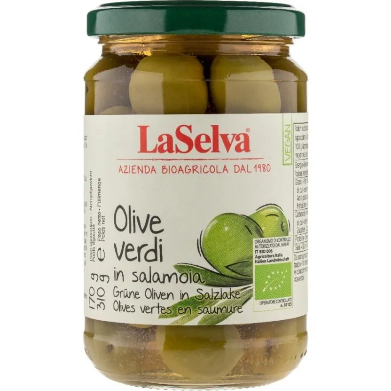 Masline Verzi in Saramura, Bio, 310 g, La Selva