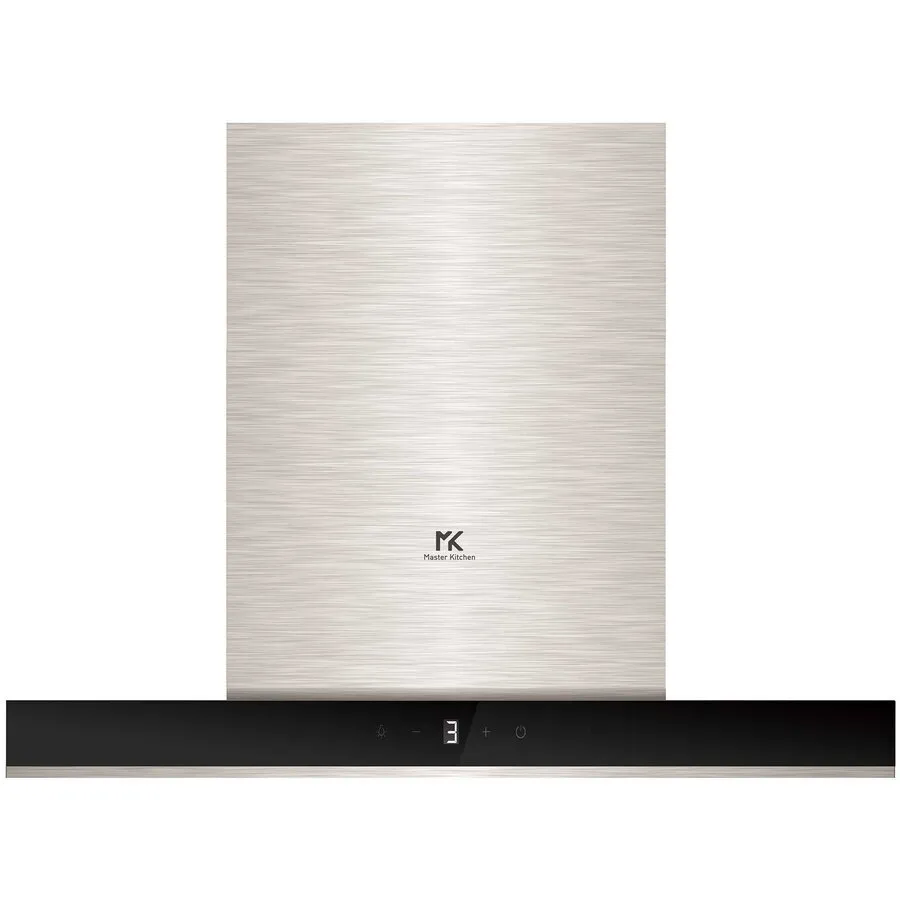 Master&nbsp;Kitchen Hota T-shape Master Kitchen, design sticla neagra + inox, latime 90cm, clasa A, control slide touch, putere 800m3/h, 3 filtre aluminiu