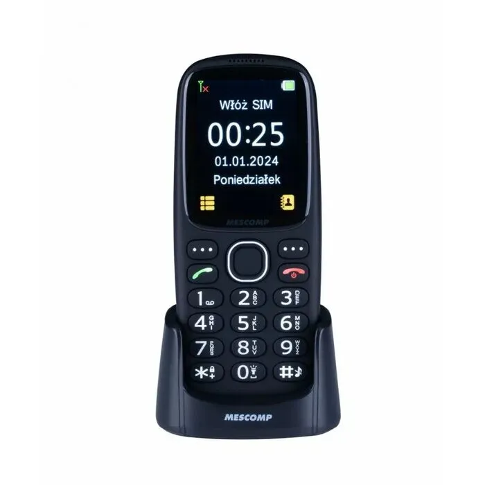 Mesmed Telefon mobil Mescomp MT-166 Edgar,  Elegant, destinat seniorilor, 4G, Negru