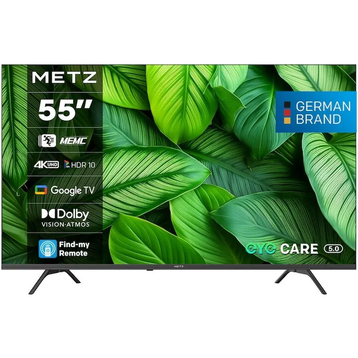 METZ Televizor METZ LED 55MUF7000Z, 139 cm (55), Smart Google TV, 4K Ultra HD, Clasa F